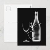 X線 カラフル スケルトン & ワイン - モノクロ ポストカード (正面/裏面)