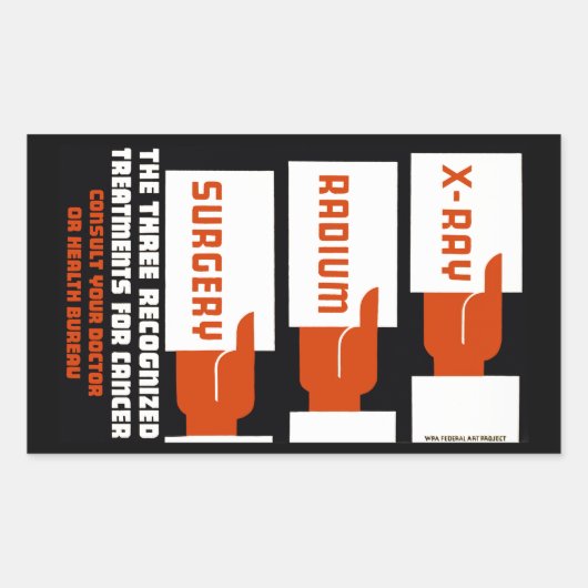 X線、ラジウム、手術 長方形シール (正面)