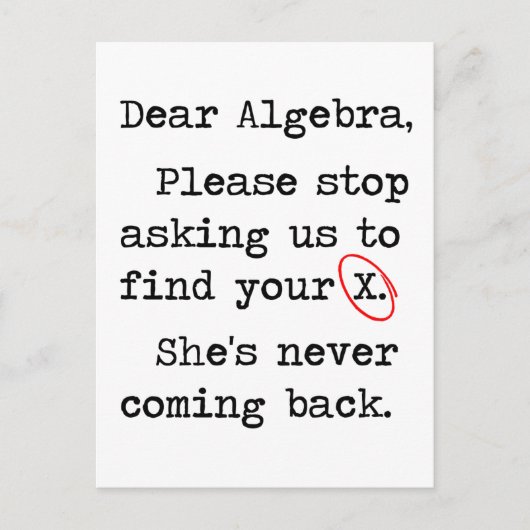 X親愛をストップ頼は代数でお願い ポストカード (正面)