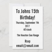 X銃ライフル招待状カード 招待状 (裏面)