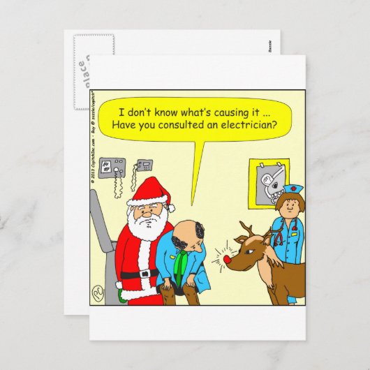 x48サンタはルドルフを医者に連れて行く – 漫画 シーズンポストカード (正面/裏面)