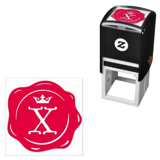 X -アンティークワックスシールゴシック王冠イニシャル文字 セルフインキングスタンプ (インサイチュ)
