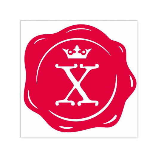 X -アンティークワックスシールゴシック王冠イニシャル文字 セルフインキングスタンプ (デザイン)