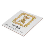 "X"姓の記念日結婚モノグラムタイル タイル (側面)