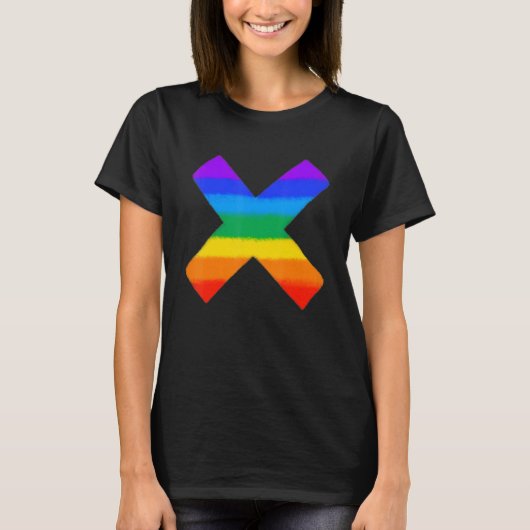 X Lgbtqゲイ権利誇りを持ったプライドレインボー Tシャツ (正面)