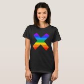 X Lgbtqゲイ権利誇りを持ったプライドレインボー Tシャツ (正面フル)