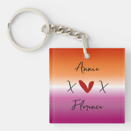 X Love X サンセット レズビアン フラグ アクリル キーチェーン