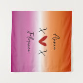 X Love X 日没 レズビアン フラッグ タペストリー (正面(横))