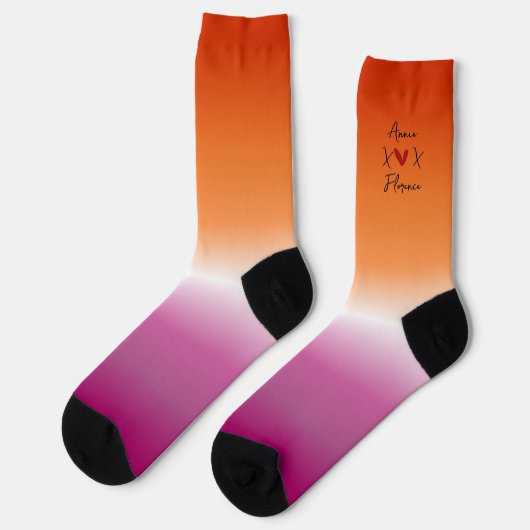 X Love X Sunset Lesbian Flag ソックス (左)
