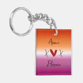 X Love X Sunset Lesbian Flag Acrylic Keychain キーホルダー (正面左)