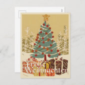 X-Mas Motiv, mit Geschenken unterm Weihnachtsbaum シーズンポストカード (正面/裏面)