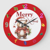 X-mas with a teddy ラージ壁時計 (正面)