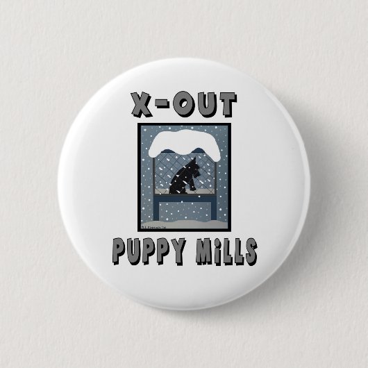 X-OUT PUPPY MILLボタン 缶バッジ (正面)