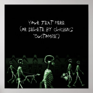 X-Ray Skeletons Midnight Stroll Black Green ポスター