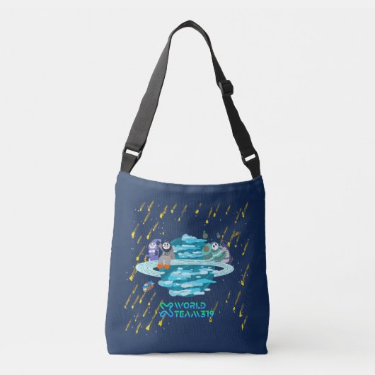 X World Team319惑星に座って撮影を見ている クロスボディバッグ (正面)