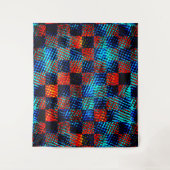 Xadrez azul, laranja, fake sujo com manchas. タペストリー (正面)