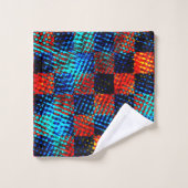 Xadrez azul, laranja, fake sujo com manchas. バスタオルセット (ウォッシュタオル)