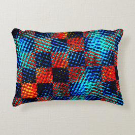 Xadrez azul, laranja, fake sujo ou manchado. アクセントクッション