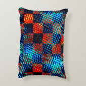 Xadrez azul, laranja, fake sujo ou manchado. アクセントクッション (裏面(縦))