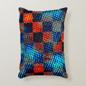 Xadrez azul, laranja, fake sujo ou manchado. アクセントクッション (正面(垂直))