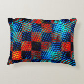 Xadrez azul, laranja, fake sujo ou manchado. アクセントクッション (裏面)