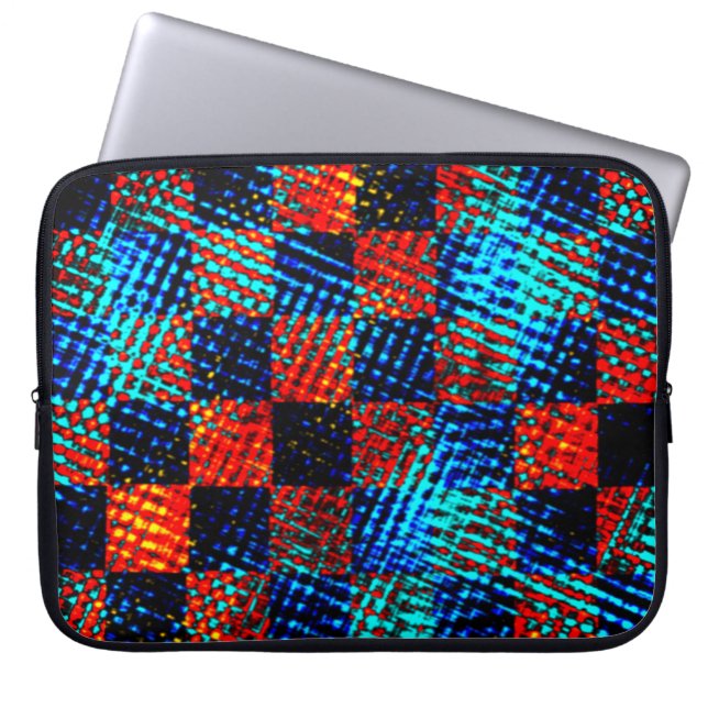 Xadrez azul, laranja, fake sujo ou manchado. ラップトップスリーブ (正面)