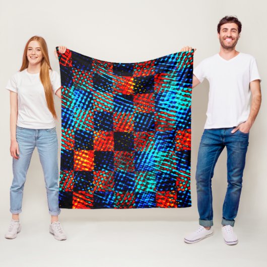 Xadrez azul, laranja quase vermelho, fake sujo フリースブランケット (インサイチュ)