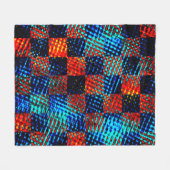 Xadrez azul, laranja quase vermelho, fake sujo フリースブランケット (正面(横))