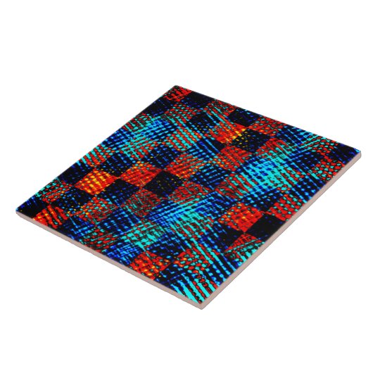 Xadrez laranja、azul、偽のsujo ou manchado。 タイル (側面)