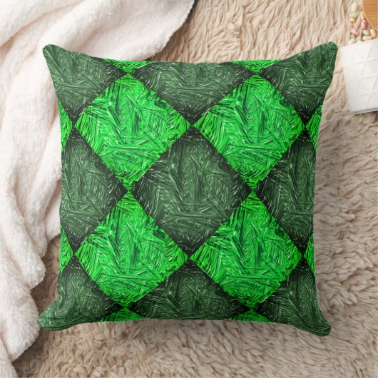 Xadrez verde falsa grama ou folhas de coqueiro. クッション (ブランケット)