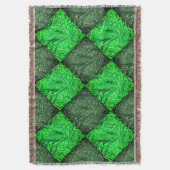 Xadrez verde falsa grama ou folhas de coqueiro. スローブランケット (正面縦)