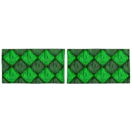 Xadrez verde falsa grama ou folhas de coqueiro. 枕カバー