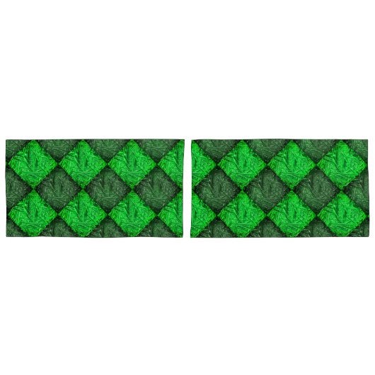 Xadrez verde falsa grama ou folhas de coqueiro. 枕カバー (正面-セット)