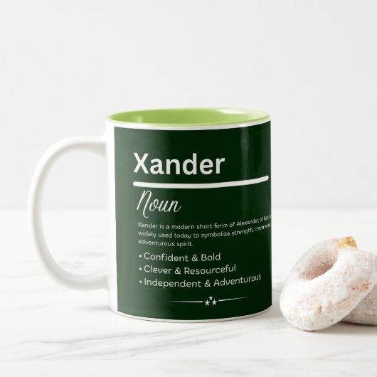Xander Personalized Name ツートーンマグカップ (ドーナツ)