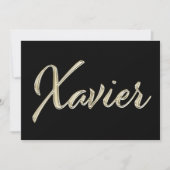 Xavier Name white gold Handwriting Karte カード (正面)