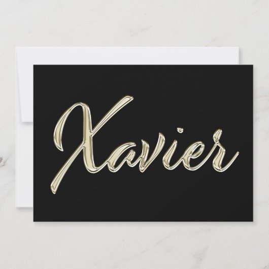 Xavier Name white gold Handwriting Karte カード (正面)