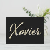 Xavier Name white gold Handwriting Karte カード (スタンド正面)