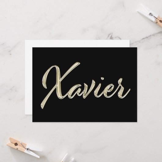 Xavier Name white gold Handwriting Karte カード (正面/裏面インサイチュ)