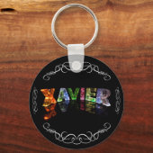 Xavier - The Name Xavier in 3D Lights （写真） キーホルダー (正面)