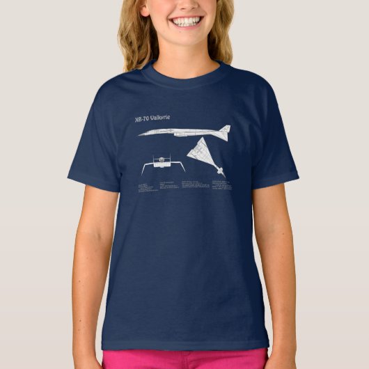 XB-70 ヴァルキリー - 航空機設計図 ABD Tシャツ (正面)