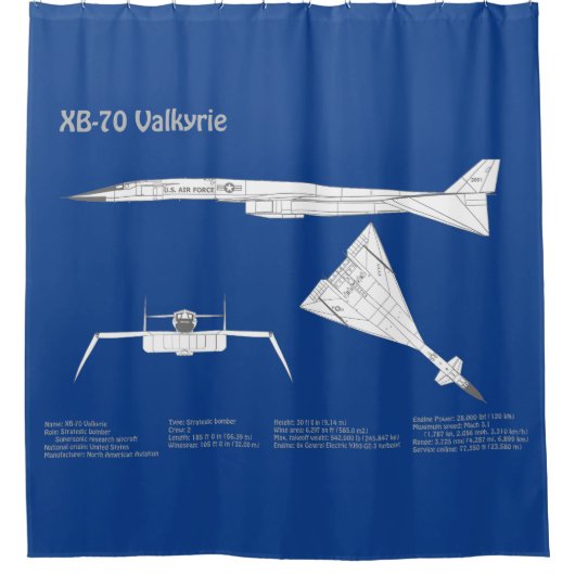 XB-70 Valkyrie – 飛行機の設計図の計画ABD シャワーカーテン (正面)