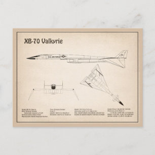 XB-70 Valkyrie – 飛行機の設計図プランSD ポストカード