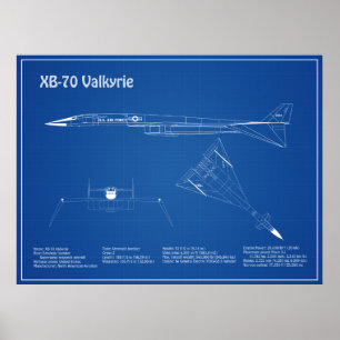 XB-70 Valkyrie – 飛行機設計図プランAD ポスター