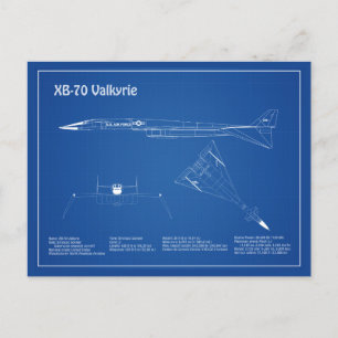 XB-70 Valkyrie – 飛行機設計図プランAD ポストカード