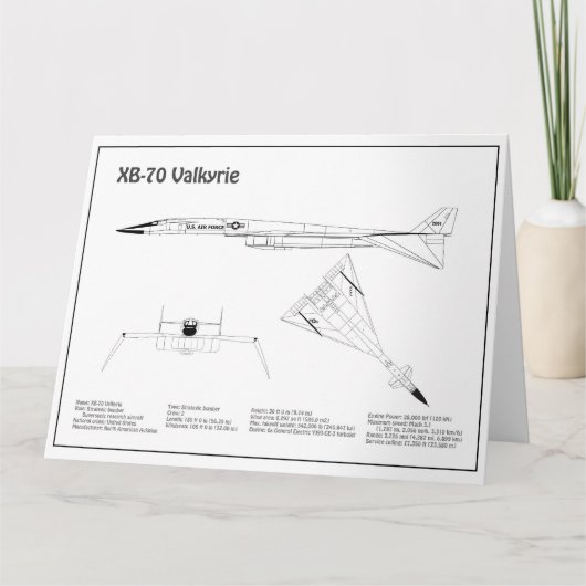 XB-70 Valkyrie – 飛行機設計図プランBD サンキューカード (正面)