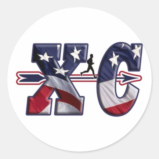 XCクロスカントリー米国旗包まれた ラウンドシール (正面)