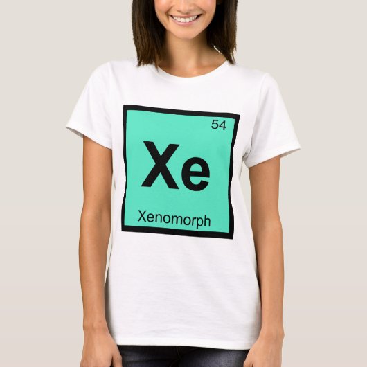 Xe - エイリアンの化学元素記号 tシャツ (正面)