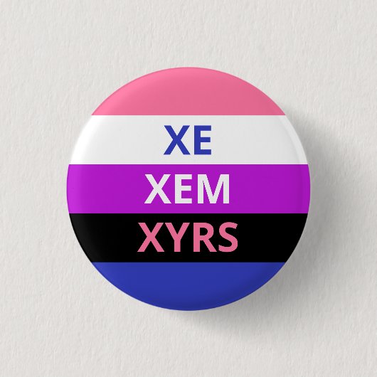 Xe/Xemの代名詞のGenderfluidの旗のバッジ 缶バッジ (正面)