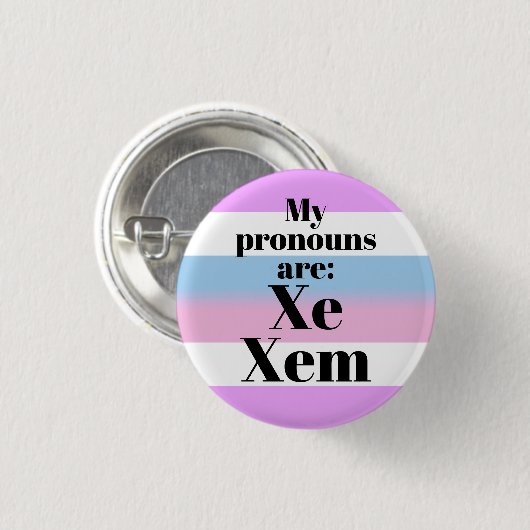 Xe Xem(ゼ・ゼム)- ビジェンダー フラッグ 私の代名詞は Xe Xem 缶バッジ (正面&裏面)