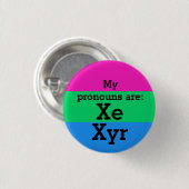 Xe/Xyr代名詞付きポリセクシュアリティフラグ 缶バッジ (正面&裏面)